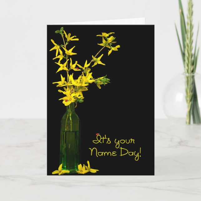 Namn Day Forsythia Bouquet Kort (Framsida)