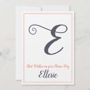 Namn Day Saint's Day Brev E Monogram Inbjudningar