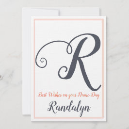 Namn Day Saint's Day Brev R Monogram Inbjudningar
