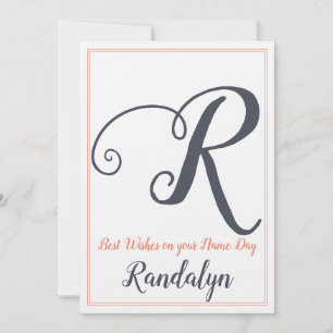 Namn Day Saint's Day Brev R Monogram Inbjudningar
