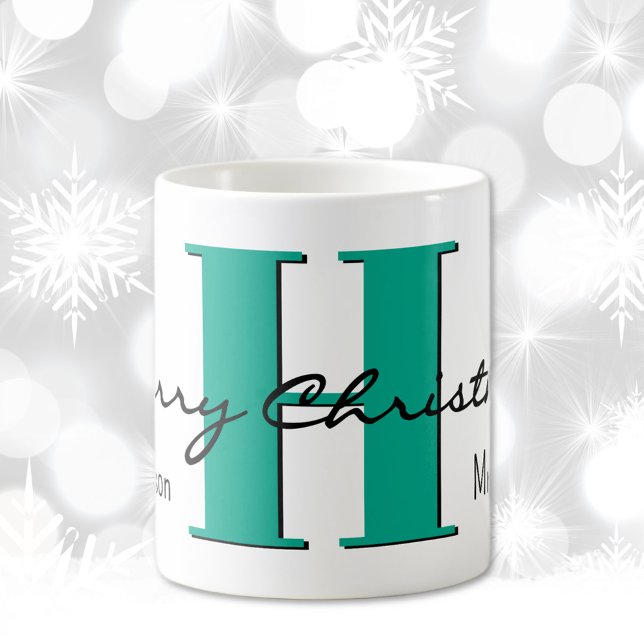 Namn, December Grön Turkos | God Jul Kaffemugg (Skapare uppladdad)