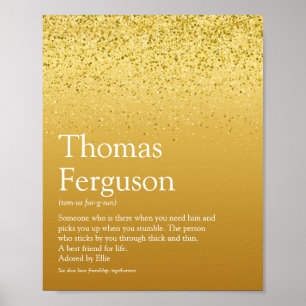 Namn Definition Guld Glitter Glittrig Modern Rolig Poster