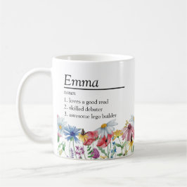 Namn-definition med Land Wildblomma Gräns Kaffemugg