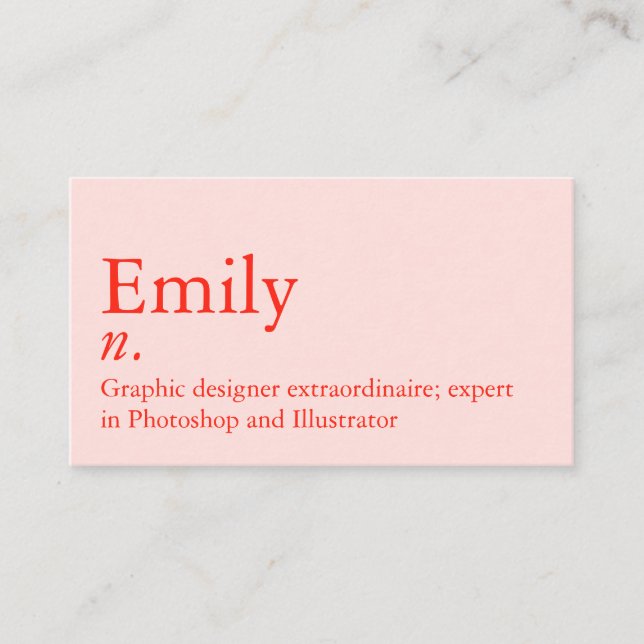 Namn Definition | Modern anpassningsbar QR-Rosa Re Visitkort (Framsida)