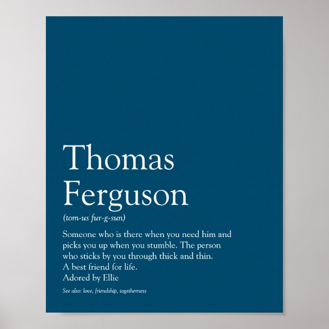 Namn Definition Modern Typografisk Blå Poster (Framsidan)