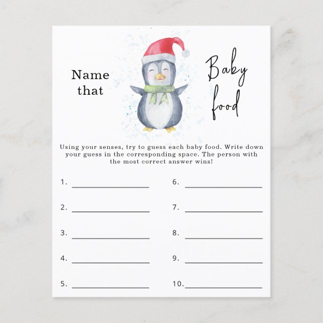 Nämn den bebis mat - baby shower spel (Framsida)