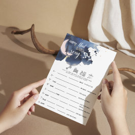 Namn den där baby sång Rustic blue babyduschgam Inbjudningar