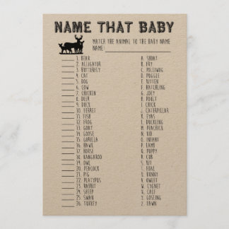 Namn Den där babyvisaren, matchande Baby djur Inbjudningar