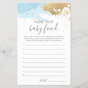 Nämn den där barnmats-spelet för baby shower flygblad