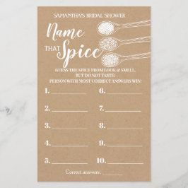 Nämn den kryddbröllopsduschspelet