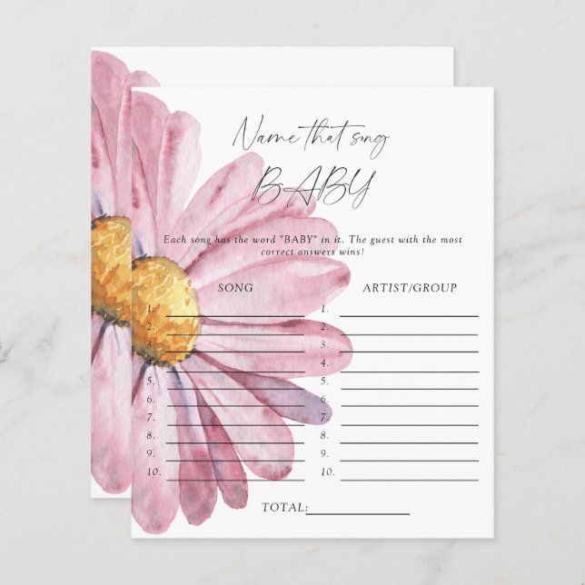 Nämn den låten baby shower spel - tusenskönor (Fram/baksida)