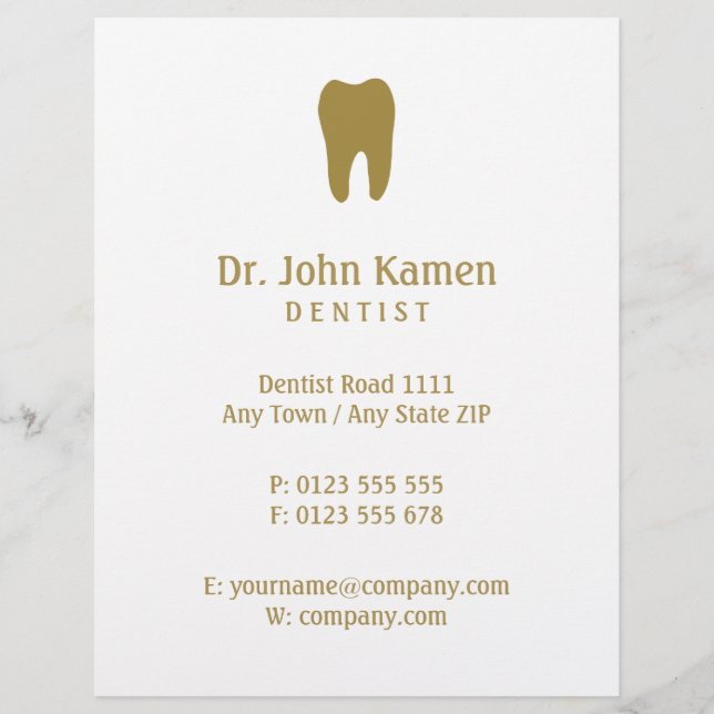 Namn Dentist | Guld Info Reklamblad (Framsidan)