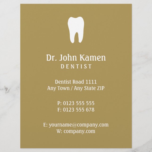 Namn Dentist | Guld Info Reklamblad (Framsidan)