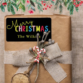 Namn-design för Festive Black God jul-familjen Adressetikett