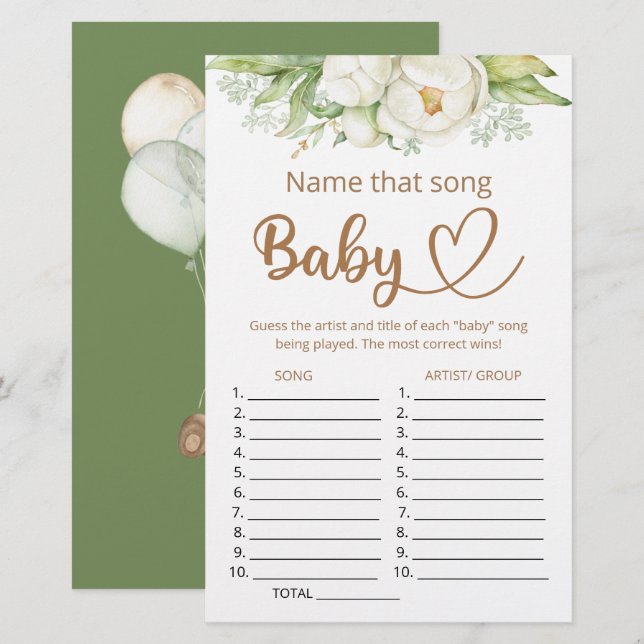 Namn det där sång-babyduschspelet (Fram/baksida)