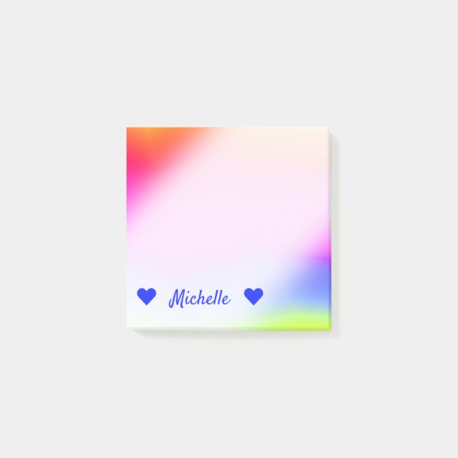 Namn + Det roliga mångfärgade Regnbåge-Något Post-it Block (Framsida)
