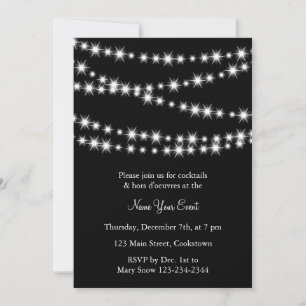 Namn din Event Black Twinkle Ljus Inbjudningar