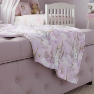 Namn Din prinsessa och Castle Lavender ID1053 Fleecefilt