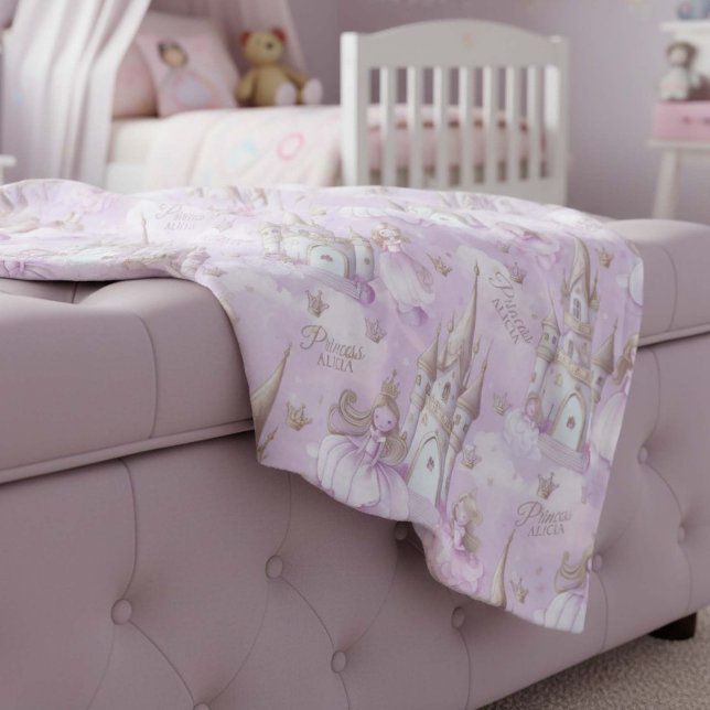 Namn Din prinsessa och Castle Lavender ID1053 Fleecefilt (Skapare uppladdad)