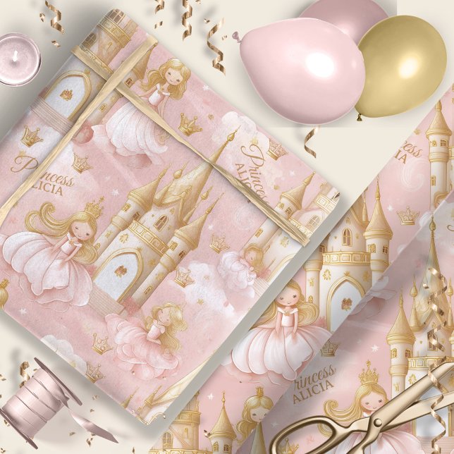 Namn Din prinsessa och Castle Rosa ID1053 Presentpapper (Skapare uppladdad)