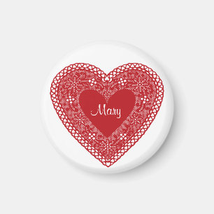 Namn Din Vintage Snöre Heart Magnet