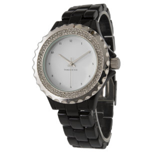 Namn Ditt Rhinestone Black Armbandsur