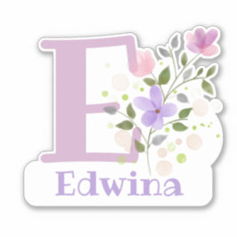 Namn Edwina plus initial med blomsterdesign Klistermärken