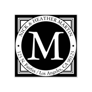 Namn, efternamn, inledande och Returadress Stämpel