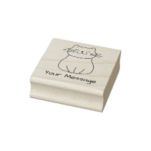 Namn eller Message with Cute Smiling Cat Teckning Stämpel