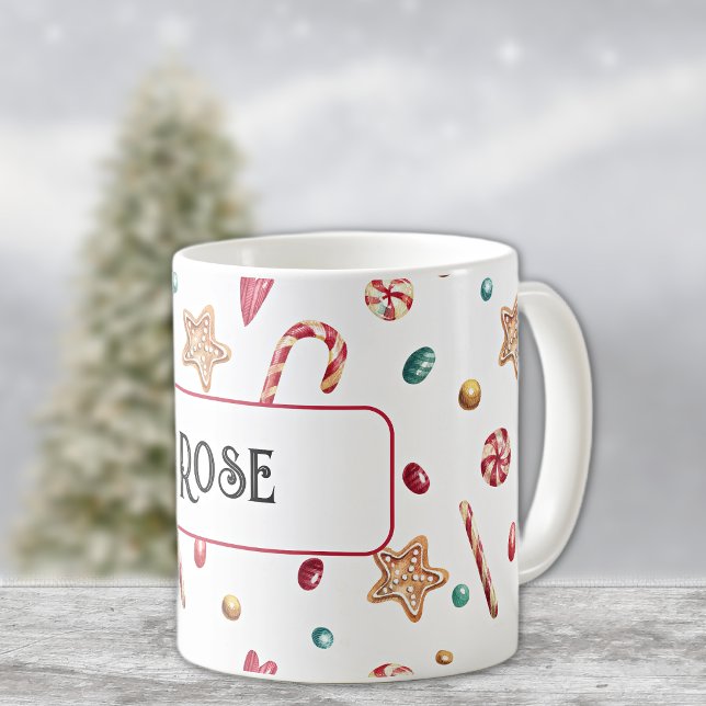 Namn eller monogram, godis & kakor 11oz kaffemugg (Skapare uppladdad)