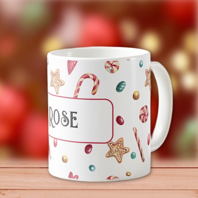 Namn eller monogram, godis & kakor 11oz kaffemugg (Skapare uppladdad)