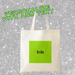 NAMN eller ROLL Green Girl Summer Bridesmaid-försl Tygkasse<br><div class="desc">Med en livfull neon-grön låda med snygg svart text är denna låda perfekt för ett trendigt y2k-brudtärningsförslag.</div>