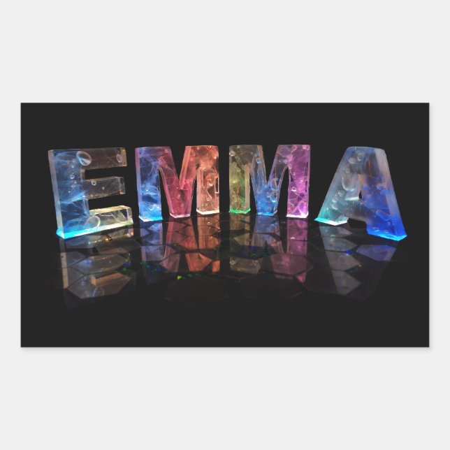 Namn Emma i 3D Ljus (fotografi) Rektangulärt Klistermärke (Framsida)