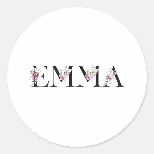 Namn Emma Runt Klistermärke (Framsida)