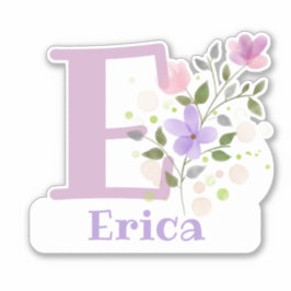 Namn Erica plus Initial med Blommigt Design Klistermärken
