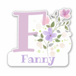 Namn Fanny & Initial med blomsterdesign Klistermärken