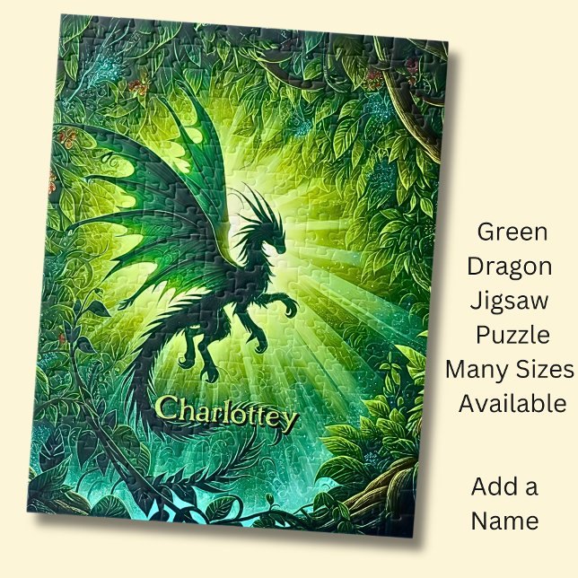 Namn, Fantasy Drakflygning i Gröna Ljusstrålar Pussel (Skapare uppladdad)