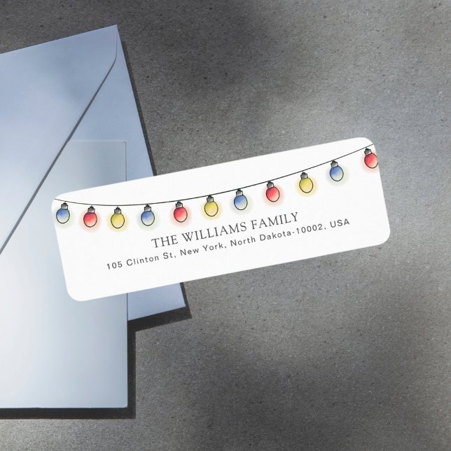 Namn, färgstark Anpassningsbar för julljus Returadress Etikett (Skapare uppladdad)