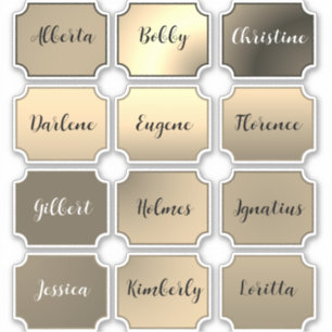 Namn-fästmärke Ställ in Elegant Färg Klistermärken