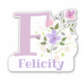Namn Felicity & Initial med blomsterdesign Klistermärken