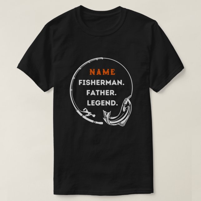 Namn Fiskare Far Legend Fishing Rod Pappa Gift T Shirt (Design framsida)