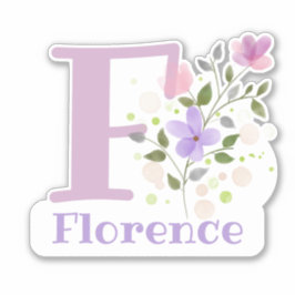 Namn Florence & Initial med blomsterdesign Klistermärken