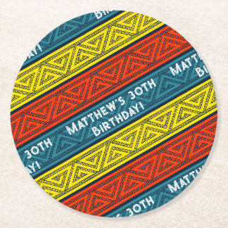 Namn & Födelsedagsfest Blue & Red Celtic Rand Underlägg Papper Rund
