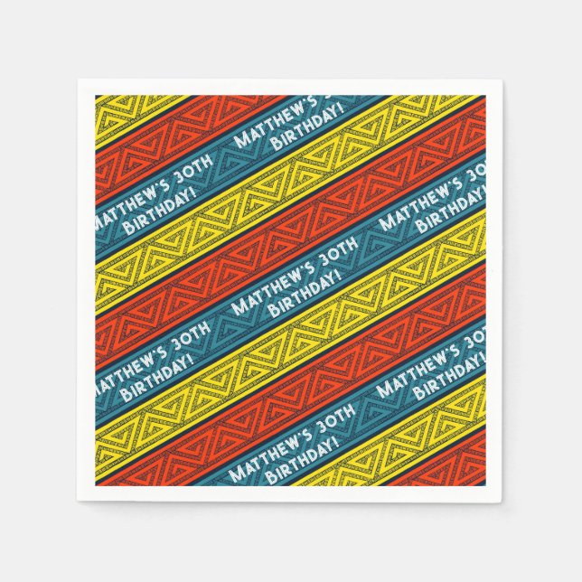 Namn & Födelsedagsfest Celtic Rand Red Blue Pappersservett (Framsidan)