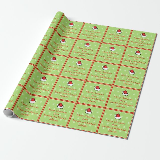 Namn för anpassningsbar för julgransnöflingorSanta Presentpapper (Utrullad)