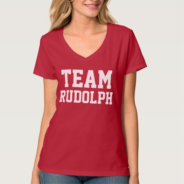 Namn för anpassningsbar för lagRudolph | jul | Tee Shirt (Framsida)
