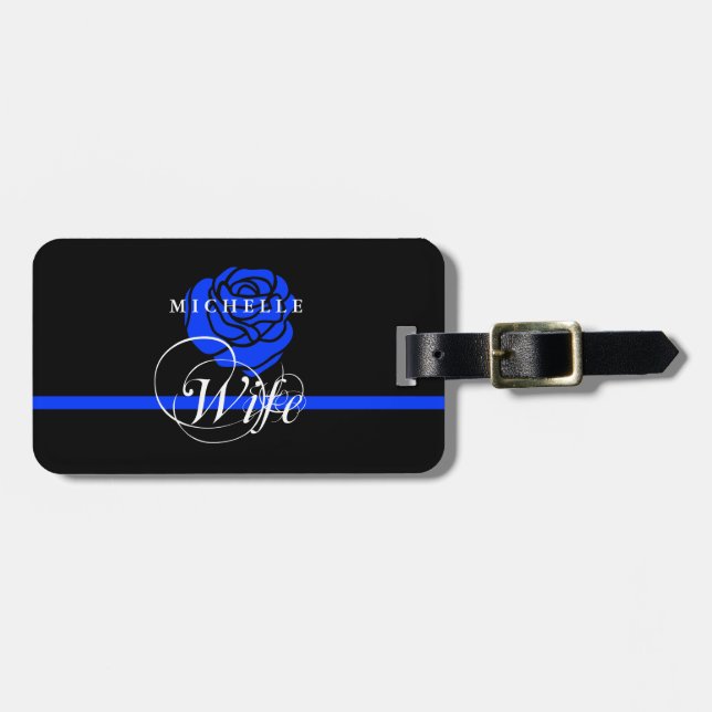 Namn för anpassningsbar för tunn blålinjen för bagagebricka (Horisontell Framsida)