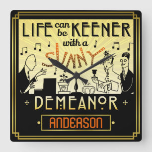 namn för anpassningsbar för uppförande för Retro Fyrkantig Klocka