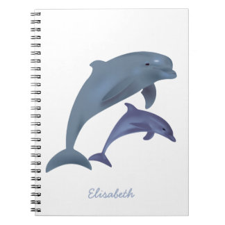 Namn för banhoppningdelfinillustration anteckningsbok med spiral
