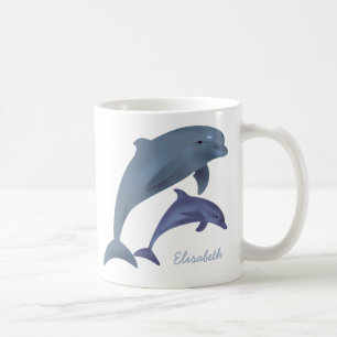 Namn för banhoppningdelfinillustration kaffemugg